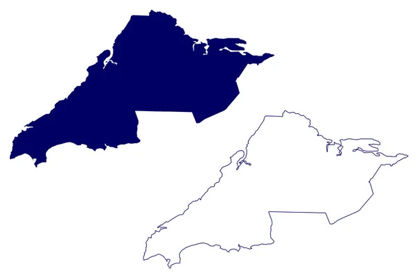 カンバーランド郡 カナダ ノバスコシア州 地図ベクトル図 スケッチカンバーランド地図 — ストックベクタ
