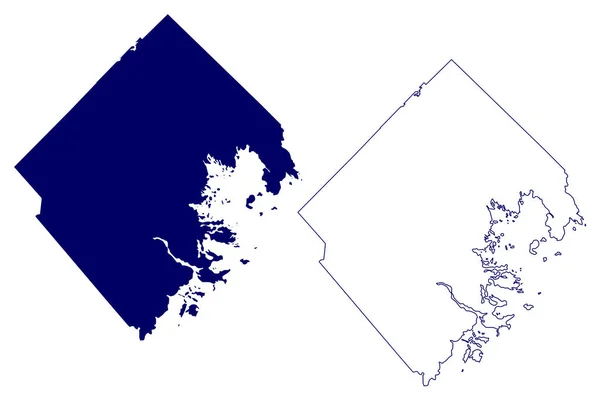 ルネンバーグ郡 カナダ ノバスコシア州 地図ベクトル図 スケッチブックルネンバーグ地図 — ストックベクタ