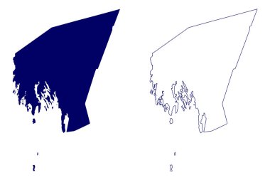 Yarmouth İlçesi (Kanada, Nova Scotia Eyaleti, Kuzey Amerika) harita vektör çizimi, çizim çizimi Comte de Yarmouth veya Siorrachd Yarmouth haritası