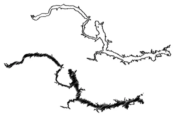 Lago Sakakawea Embalse Estados Unidos América América Del Norte Nosotros — Vector de stock