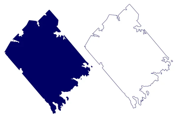 クイーンズ郡 カナダ ノバスコシア州 地図ベクトル図 スケッチブッククイーンズマップ — ストックベクタ