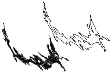 Lake of Spednic (Canada, United States, North America, us, part of the Chiputneticook Lakes) map vector illustration, scribble sketch Palfrey, Spednik or Spednick Lake map