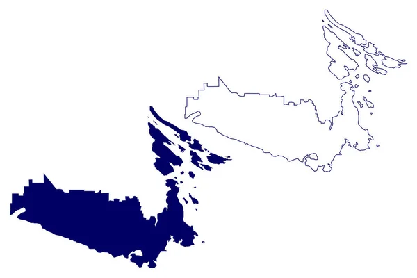 首都圏地区 カナダ ブリティッシュコロンビア州 地図ベクトル図 スケッチブックCrd地図 — ストックベクタ