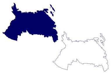 Cowichan Vadisi Bölgesel Bölgesi (Kanada, Britanya Kolumbiyası veya BC Eyaleti, Kuzey Amerika) harita vektör çizimi, çizim Cowichan Vadisi haritası