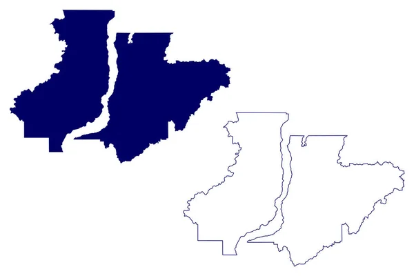 中央オカナガン州またはRdco カナダ ブリティッシュコロンビア州またはBc州 地図ベクトル図 スケッチブックケロウナ大都市圏またはCmaマップ — ストックベクタ