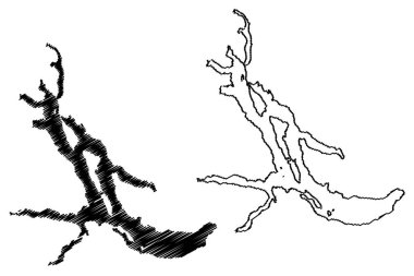 Lake Nahuel Huapi (South America, Argentine Republic, Argentina) map vector illustration, scribble sketch Lago Nahuel Huapi map