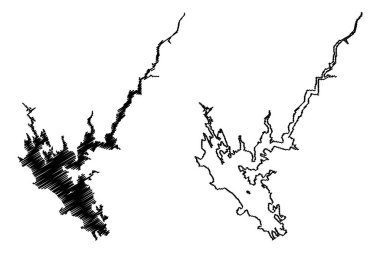 Lake New Melones Reservoir (United States of America, North America, us, usa, California) map vector illustration, scribble sketch New Melones Dam map