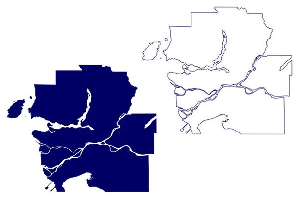 Метро Ванкувер Регіональний Округ Канада Британська Колумбія Або Провінція Північна — стоковий вектор