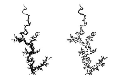 Lake Norfork Reservoir (United States of America, North America, us, usa, Arkansas and Missouri) map vector illustration, scribble sketch Norfork Dam map
