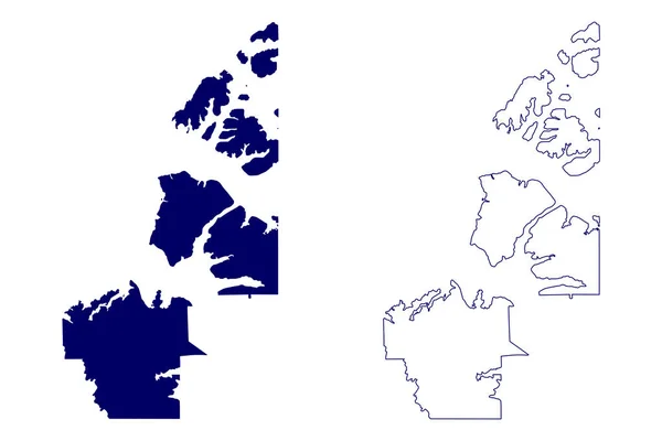Region Inuvik Kanada Terytoria Północno Zachodnie Ameryka Północna Mapa Wektor — Wektor stockowy