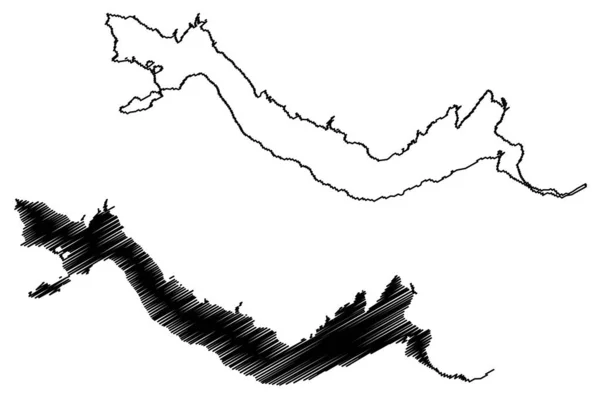 Riffe湖水库 美利坚合众国 华盛顿 地图矢量图解 速写草图Mossyrock Dam地图 — 图库矢量图片
