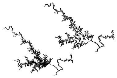 Lake Smith Mountain and Leesville Reservoir (United States of America, North America, us, usa, Virginia) map vector illustration, scribble sketch Soldier Creek Dam map