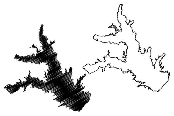 Иллюстрация Векторной Карты Водохранилища Озера Тавахели Соединенные Штаты Америки Северная — стоковый вектор