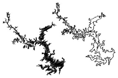 Lake Wappapello Reservoir (United States of America, North America, us, usa, Missouri) map vector illustration, scribble sketch Wappapello Dam map