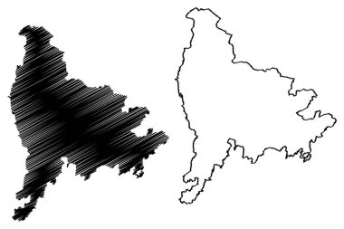 Lake Nettilling (Canada, North America, Baffin Island, Nunavut Territory) map vector illustration, scribble sketch map