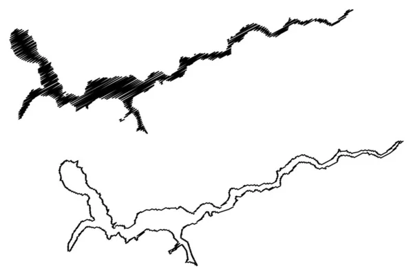 Lake Sarez Republic Tajikistan Map Vector Illustration Scribble Sketch Map — Wektor stockowy