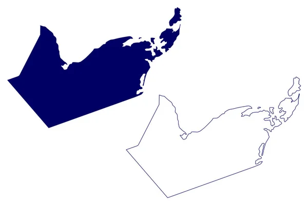 グロスター郡 カナダ ニューブランズウィック州 北アメリカ 地図ベクトルイラスト スケッチグロスターマップ — ストックベクタ