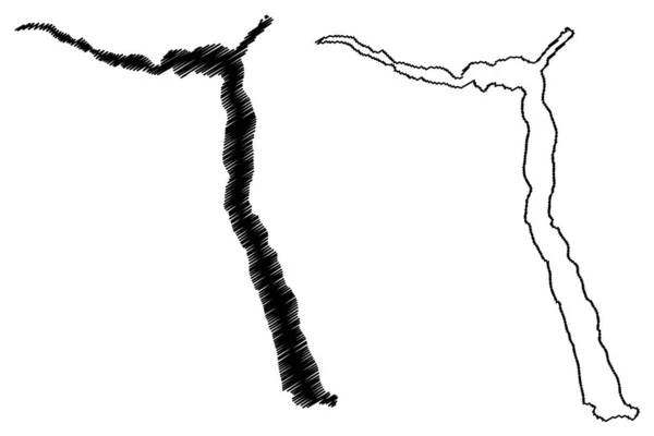 Lake Teletskoye Russia Russian Federation Map Vector Illustration Scribble Sketch — Stok Vektör