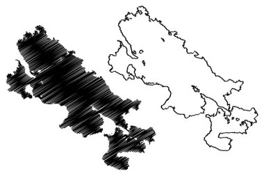 Titicaca Gölü (Güney Amerika, Peru, Çokuluslu Bolivya Eyaleti) harita vektör çizimi, Titicaca haritası çizimi