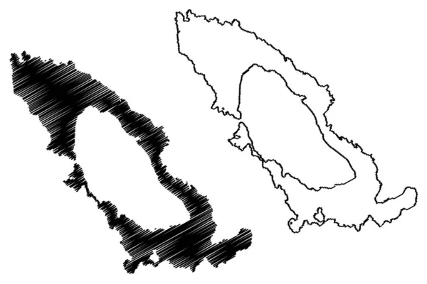 Lake Toba Republic Indonesia Sumatra Map Vector Illustration Scribble Sketch — Vettoriale Stock