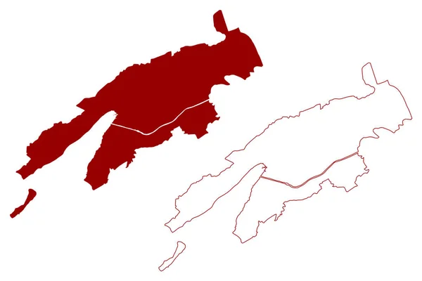 Biel Bienne区 瑞士联邦 伯尔尼州或伯尔尼州 地图矢量图解 速写草图Verwaltungskreis Biel Bienne地图 — 图库矢量图片
