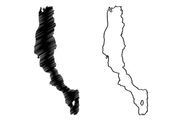 Lake Turkana Africa Ethiopia Kenya Map Vector Illustration Scribble Sketch — Vetor de Stock