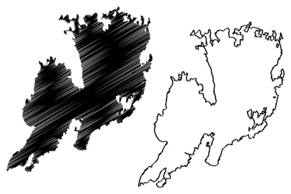 Lac Vanern Royaume Suède Illustration Vectorielle Carte Croquis Gribouillis Carte — Image vectorielle
