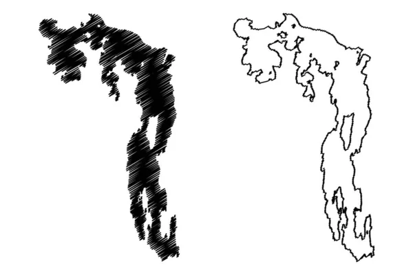 Lake Winnipegosis Canada North America Map Vector Illustration Scribble Sketch — Vetor de Stock