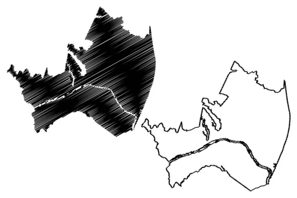 リンハーレス自治体 エスピリト サント州 ブラジルの自治体 ブラジル連邦共和国 地図ベクトル図 スクリブル スケッチリンハーレス地図 — ストックベクタ