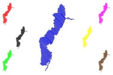 Alaotra Gölü (Afrika, Madagaskar Cumhuriyeti) harita vektör çizimi, çizim Alaotra gölü haritası