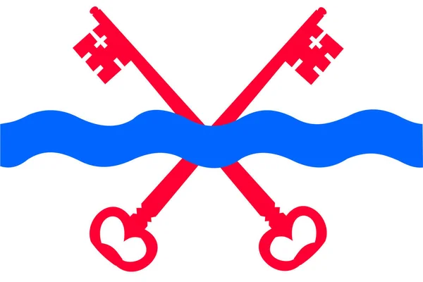 Flagga Leiderdorps Kommun Provinsen South Holland Eller Zuid Holland Konungariket — Stock vektor