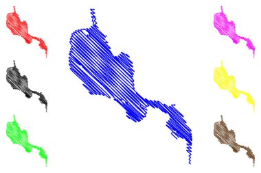 Büyük Acı Göl ve Küçük Bitter Gölleri (Afrika, Arap Mısır Cumhuriyeti, Süveyş Kanalı) harita çizimi, el-Buhayrat al-Murrah haritası