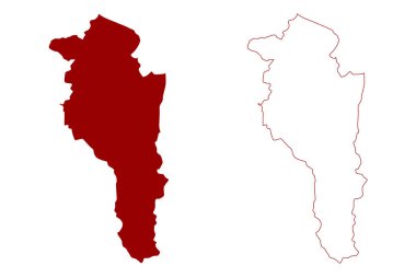 Leuk İlçesi (İsviçre, İsviçre Konfederasyonu, Valais veya Wallis Kantonu) harita vektör çizimi, çizim çizimi Bezirk Leuk haritası