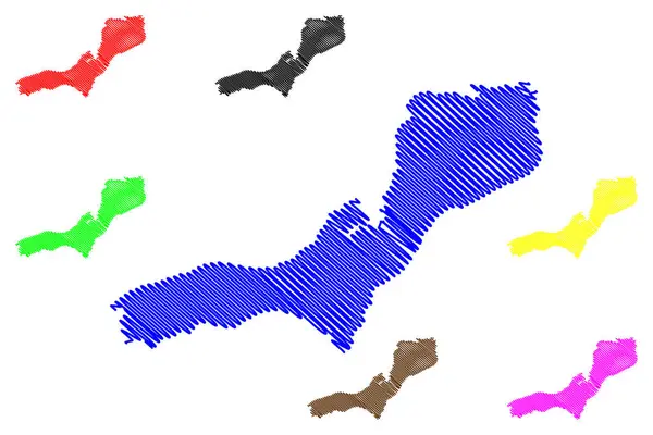 Lake Kitangiri África República Unida Tanzânia Mapa Ilustração Vetorial Scribble — Vetor de Stock