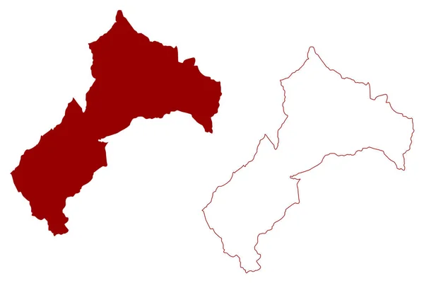 Martigny District Switzerland Swiss Confederation Canton Valais Wallis Map Vector — 图库矢量图片