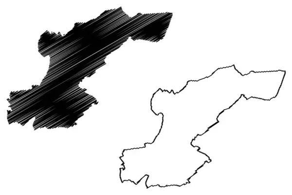 Beekdaelen市 荷兰王国 林堡省 地图矢量图解 手绘草图 — 图库矢量图片