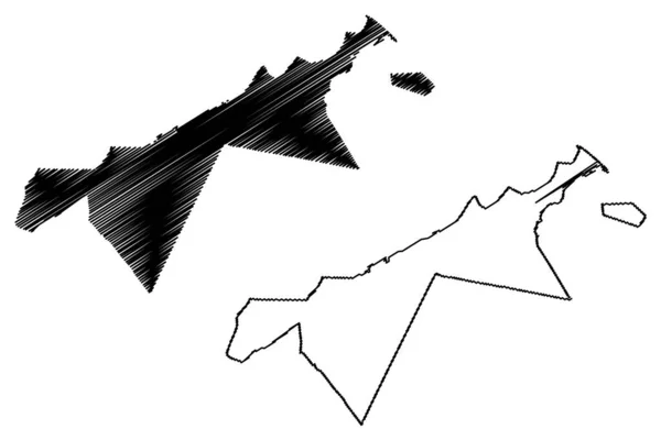 Blaricum村和自治市 荷兰王国 荷兰北部或荷兰诺德省 地图矢量图解 笔迹草图 — 图库矢量图片