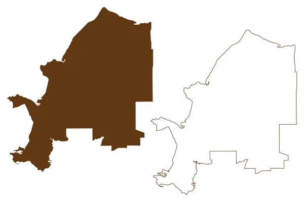City Darwin Commonwealth Australia Northern Territory Map Vector Illustration Scribble — Stock Vector