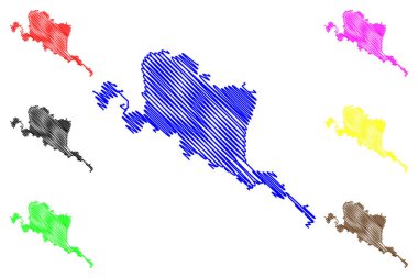 Lake Fewa (Federal Democratic Republic of Nepal) map vector illustration, scribble sketch Phewa, Baidam Tal map