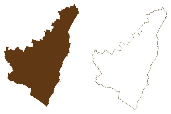 コフス港 オーストラリア ニューサウスウェールズ州 ニューサウスウェールズ州 地図ベクトルイラスト スケッチコフス ハーバーシティカウンシルマップ — ストックベクタ