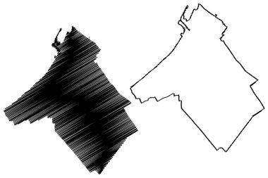 Elburg Belediyesi (Hollanda Krallığı, Hollanda, Gelderland veya Guelders ili) harita vektör çizimi, çizim Elburg haritası