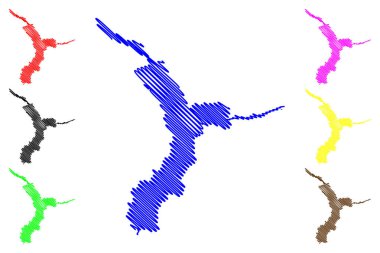 Lake Shey phoksundo (Federal Democratic Republic of Nepal) map vector illustration, scribble sketch Phoksundo Lake map