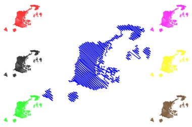Lake Tengiz (Republic of Kazakhstan) map vector illustration, scribble sketch Teniz koli map