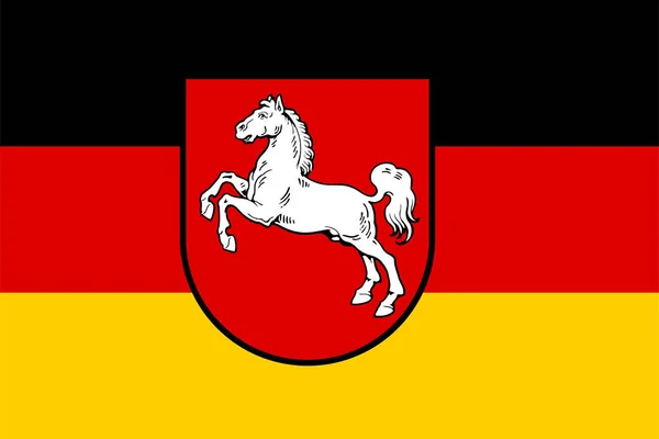 Bandeira Baixa Saxónia República Federal Alemanha Bundesrepublik Niedersachsen — Vetor de Stock