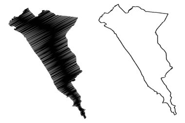 Heerlen şehir ve belediyesi (Hollanda Krallığı, Hollanda, Limburg ili) harita vektör çizimi, çizim haritası