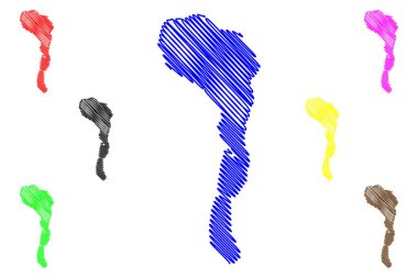 Lake Atanasovsko (Republic of Bulgaria) map vector illustration, scribble sketch Atanasovo or Atanasovsko ezero map