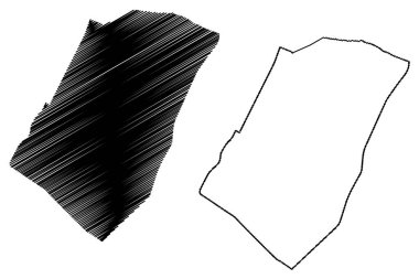 Hillegom şehir ve belediyesi (Hollanda Krallığı, Hollanda, Güney Hollanda veya Zuid-Hollanda eyaleti) harita vektör çizimi, çizim haritası