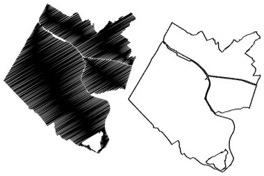 Katwijk belediyesi (Hollanda Krallığı, Hollanda, Güney Hollanda veya Zuid-Hollanda eyaleti) harita vektör çizimi, çizim Katwyk haritası