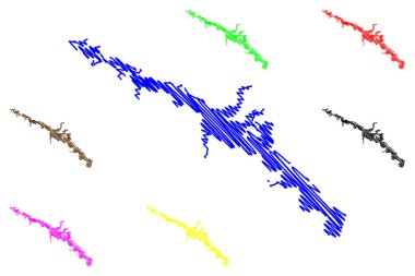 Kamianske Barajı (Ukrayna, Dinyeper Nehri) harita vektör çizimi, çizim Kamians 'ke vodoskhovyshche haritası