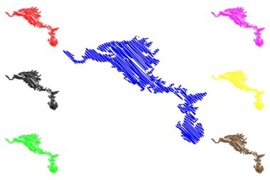 Lough Gölü Corrib (İrlanda Cumhuriyeti) harita vektör çizimi, çizim Coirib gölü haritası